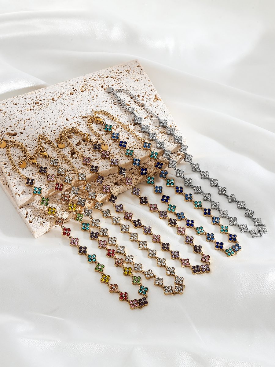 Bracelets à maillons sertis de strass multicolores